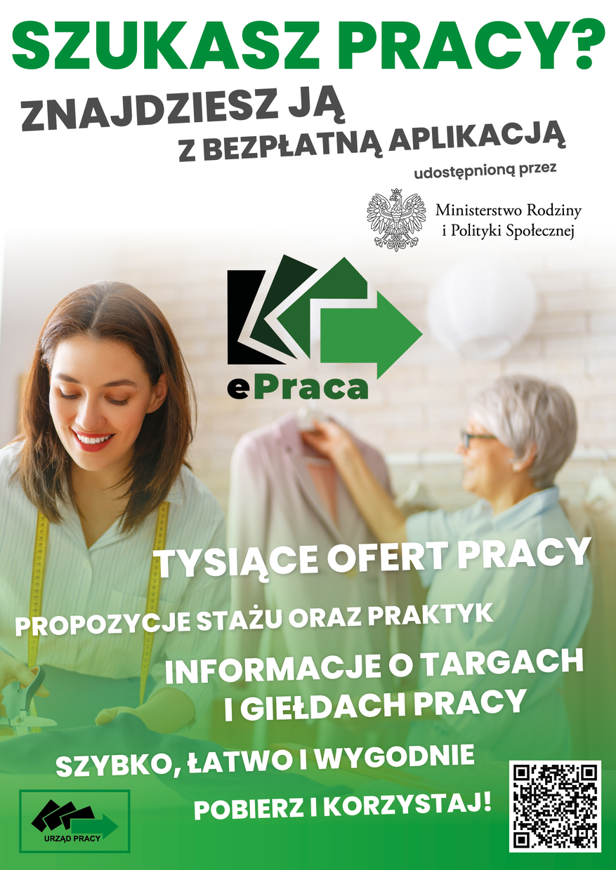 Plakat informacyjny dot. aplikacji ePraca